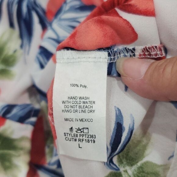 Perfect Peach Tropical Hibiscus Hawaiian Tank Top, Size Large - Picture 4 of 5